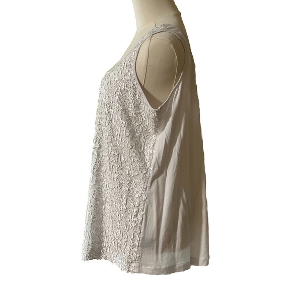 Twiggy London Tank Top Large White Sequins Front  HSN Classic Silhouette - Picture 4 of 11